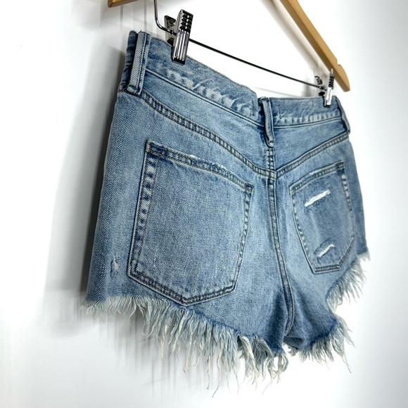 We The Free People Distressed Fringe Hem High Waisted Cutoff Jean Shorts Size 27 - Picture 7 of 16